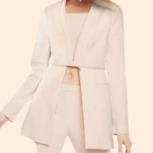 BCBG Max Azria blazer blush zipper accent feminine boss lady career sz M